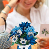 Mini Blue Poinsettia with Blue bird