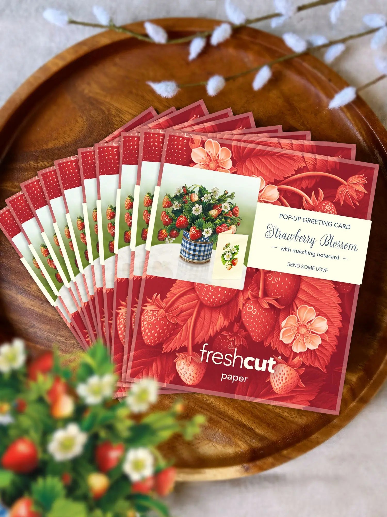 Mini Strawberry Blossom Pop-Up Card - FreshCut Paper