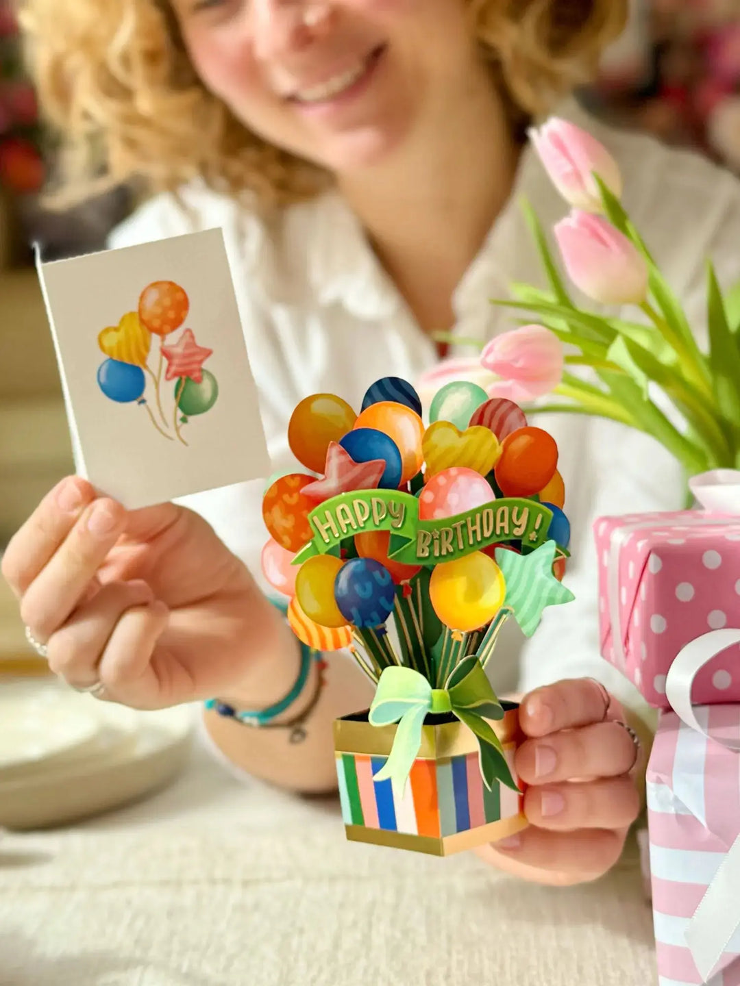 Mini Balloon Pop-Up Birthday Card with Gold Foil | FreshCut Paper