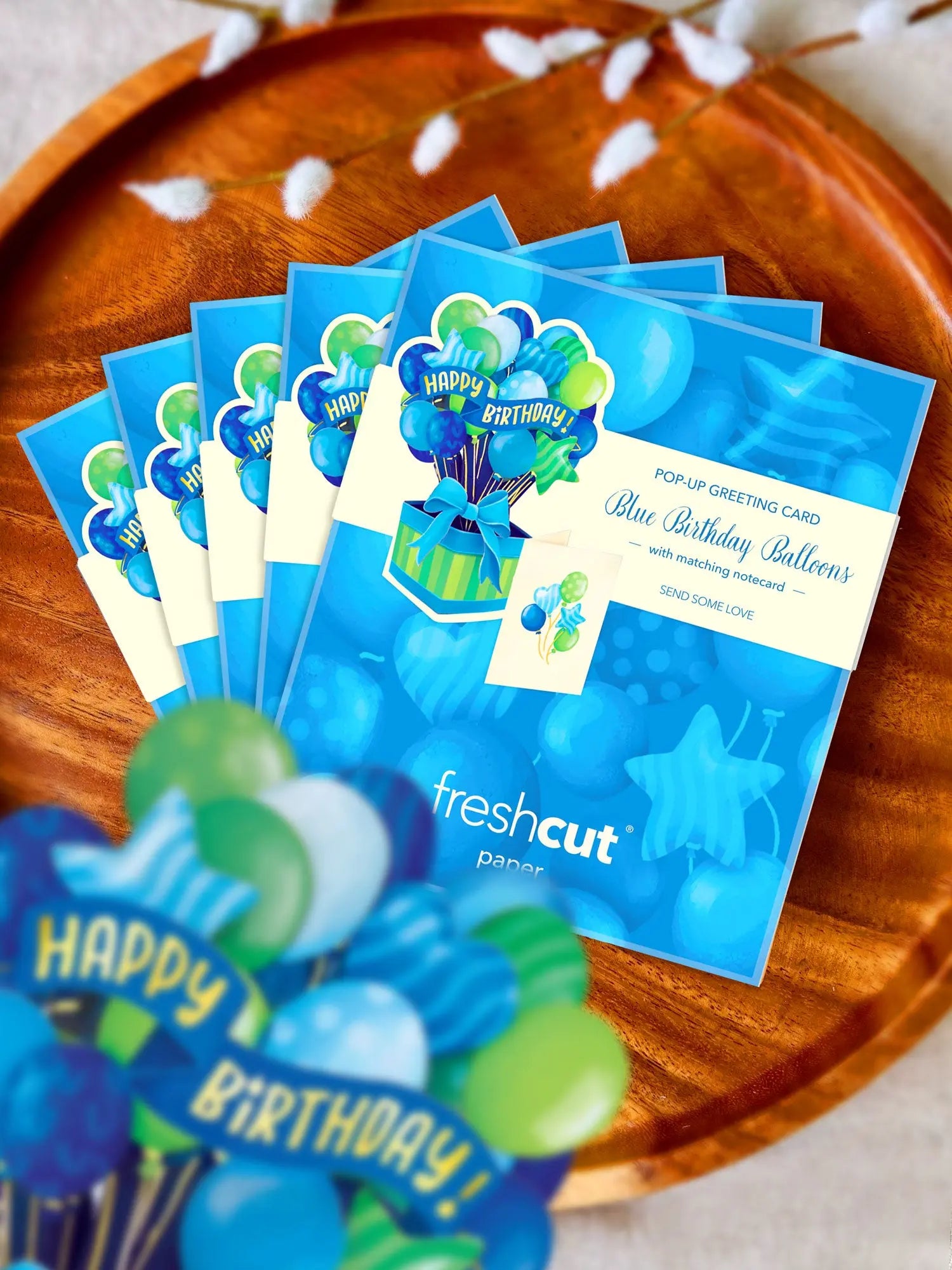 Mini Blue Birthday Balloons Pop-Up Card FreshCut Paper