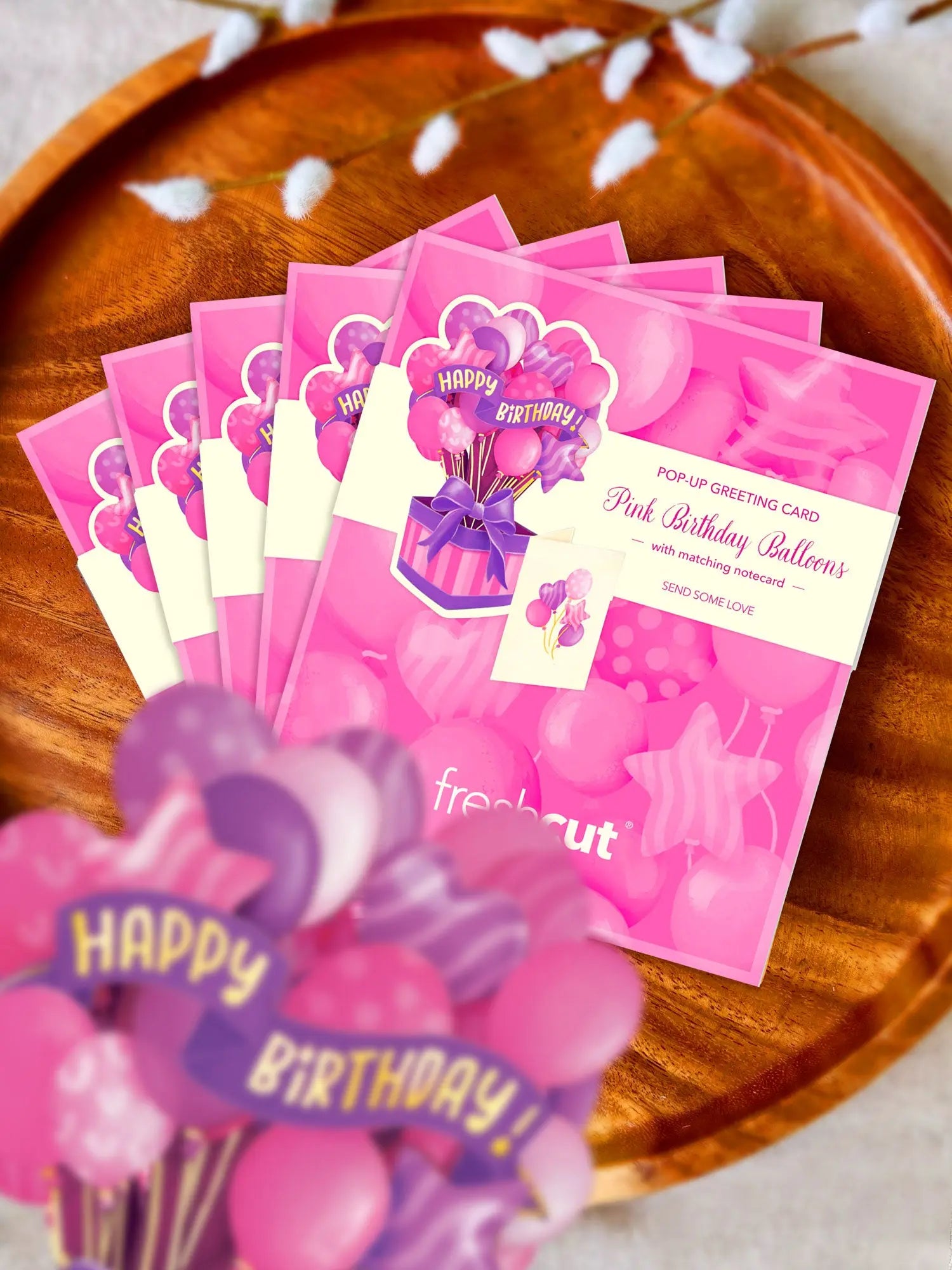 Mini Pink Birthday Balloons Pop-Up Card FreshCut Paper