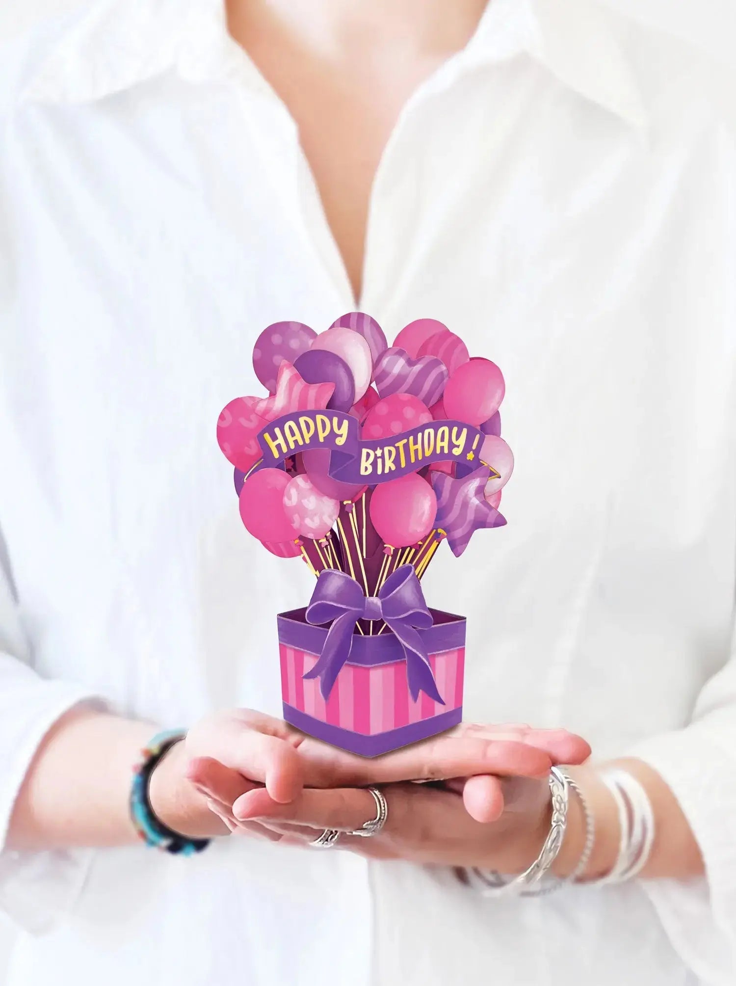 Mini Pink Birthday Balloons Pop-Up Card FreshCut Paper