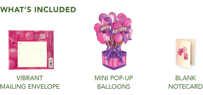 Mini Pink Birthday Balloons Pop-Up Card