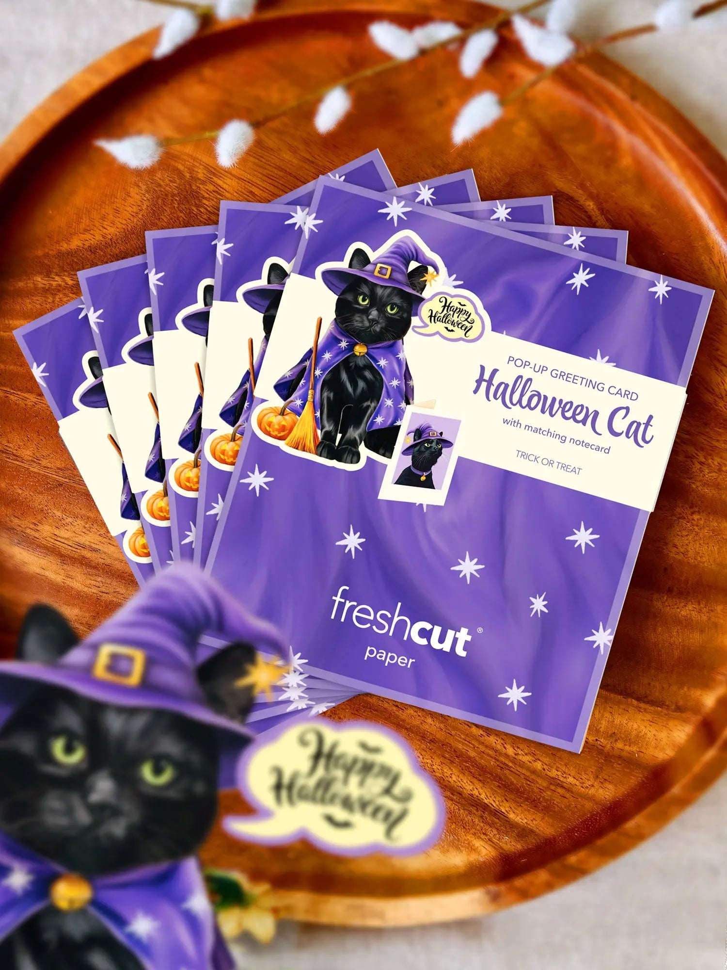 Mini Halloween Cat Pop-Up Card FreshCut Paper