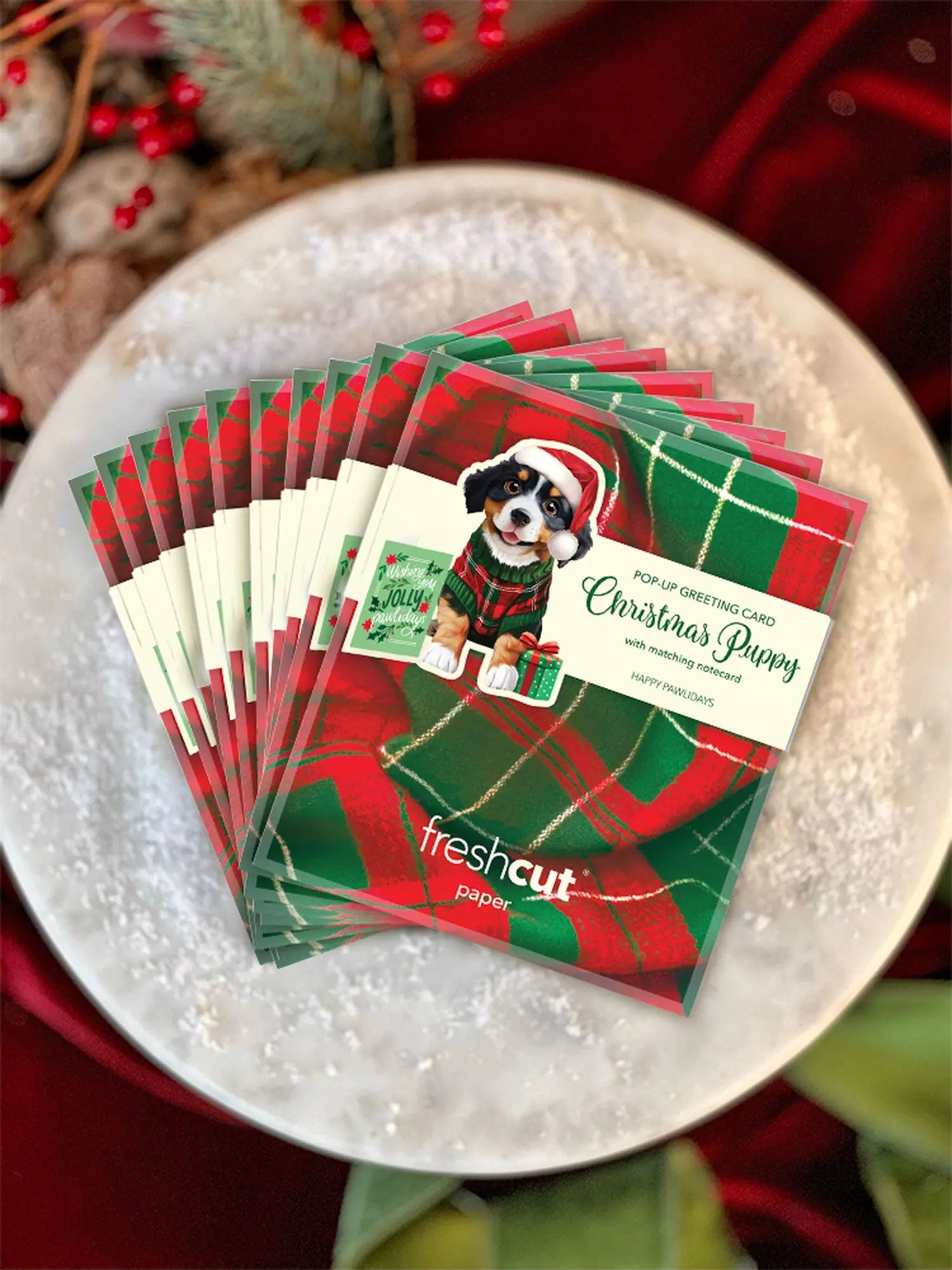 Mini Christmas Puppy Pop-Up Card FreshCut Paper