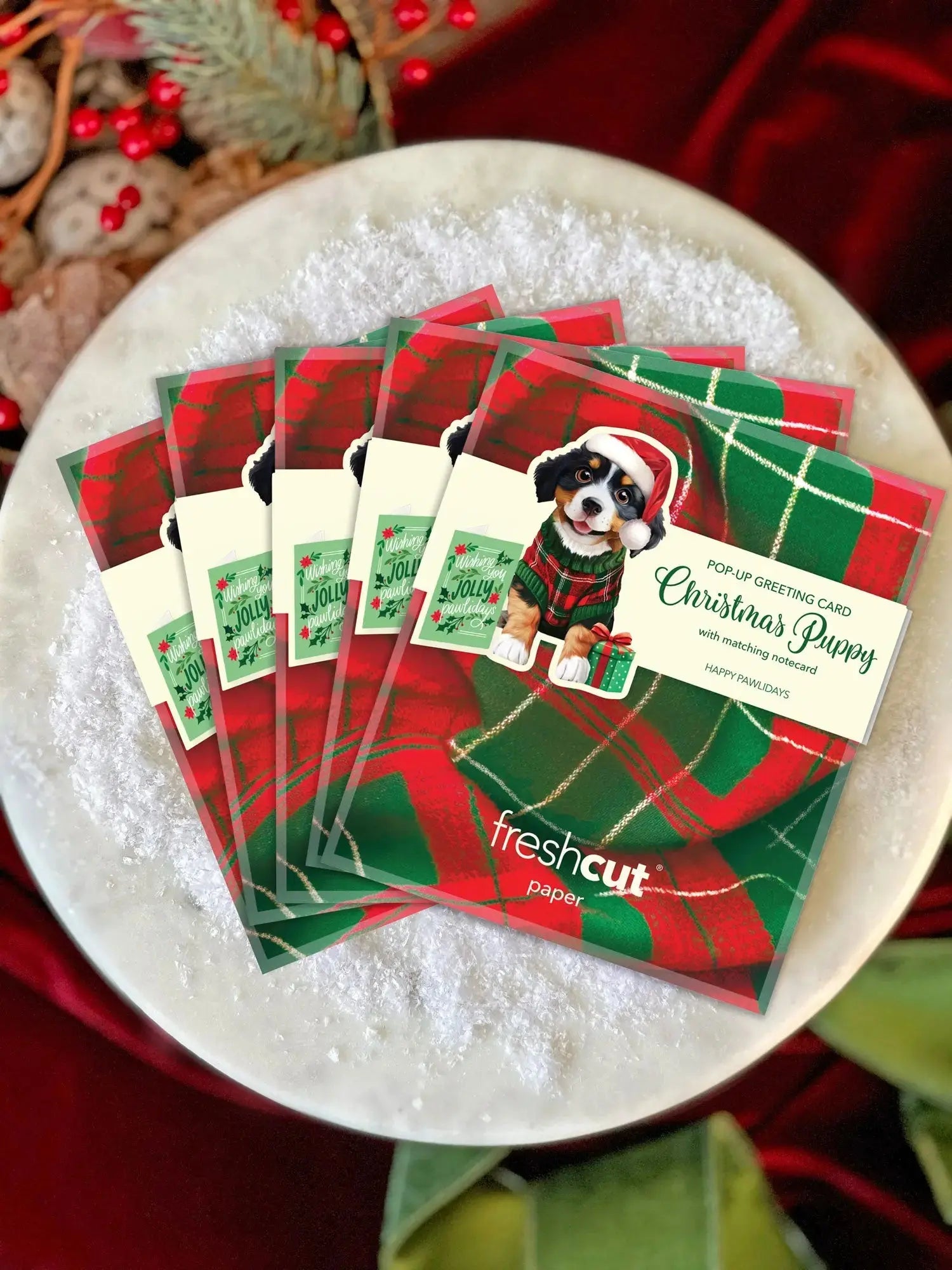 Mini Christmas Puppy Pop-Up Card FreshCut Paper