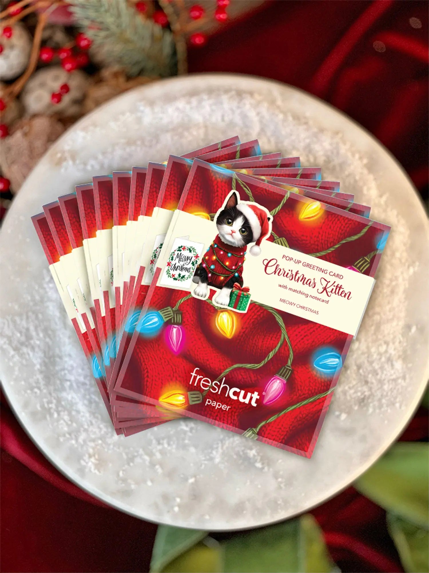 Mini Christmas Kitten Pop-Up Card FreshCut Paper