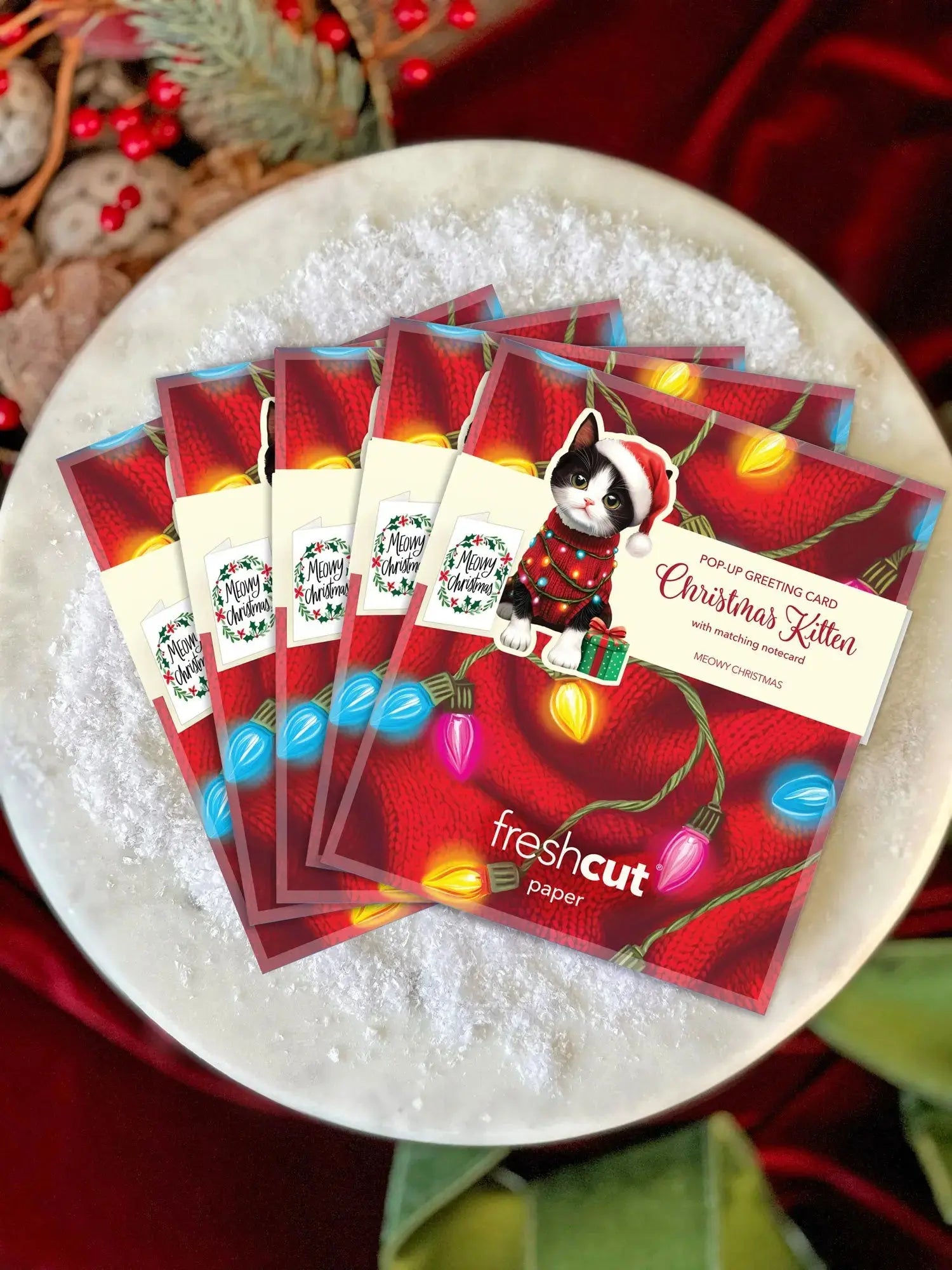 Mini Christmas Kitten Pop-Up Card FreshCut Paper