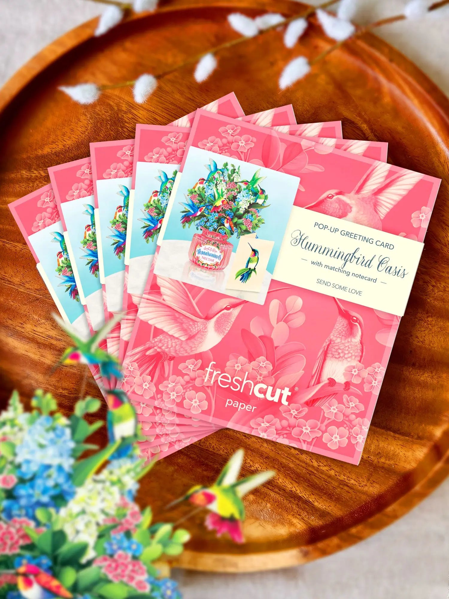 Mini Hummingbird Oasis Pop-Up Card FreshCut Paper