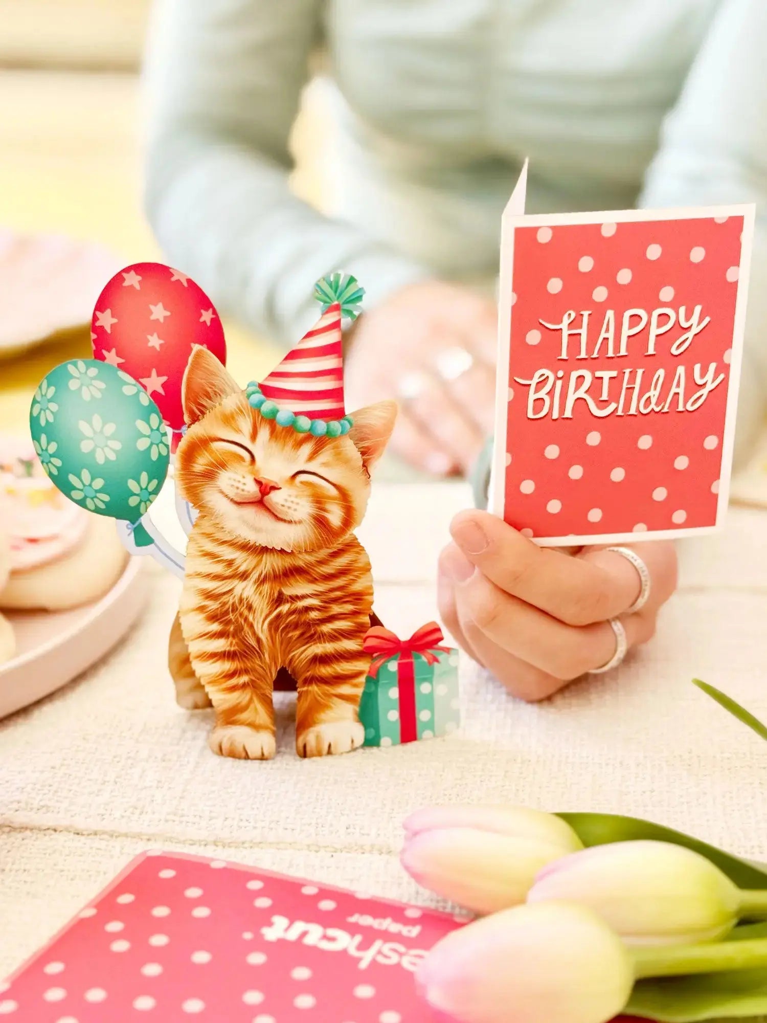Kitten Card Mini Pop-Up Birthday Kitten Card | FreshCut Paper Pop-Up Card