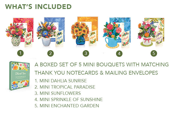 Mini Pop-Up Thank You Blooms Boxed Set of 5