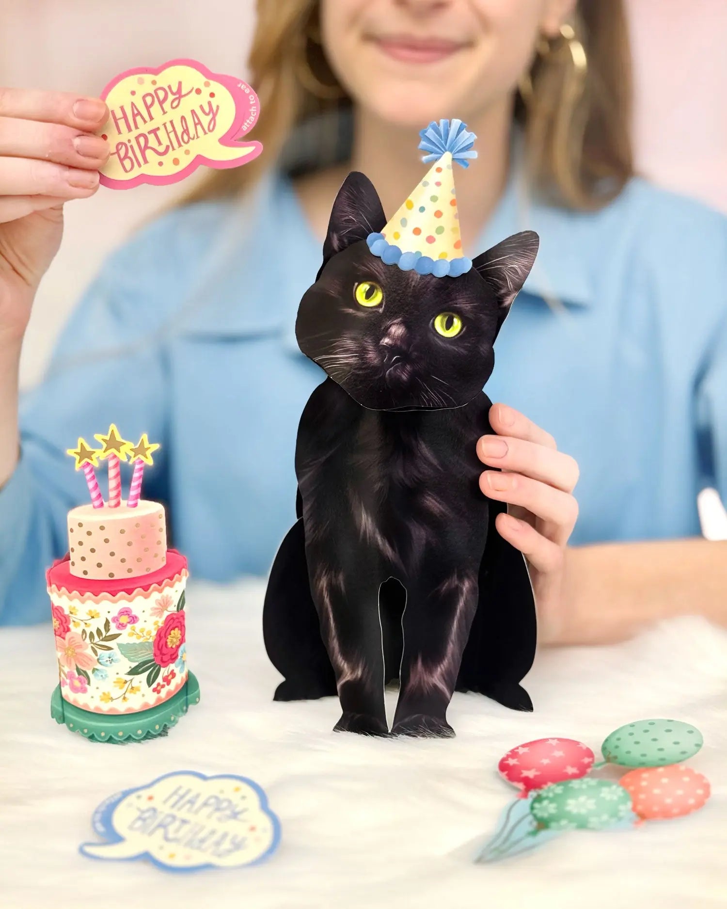 Birthday Black Cat Pop-Up Card FreshCut Paper