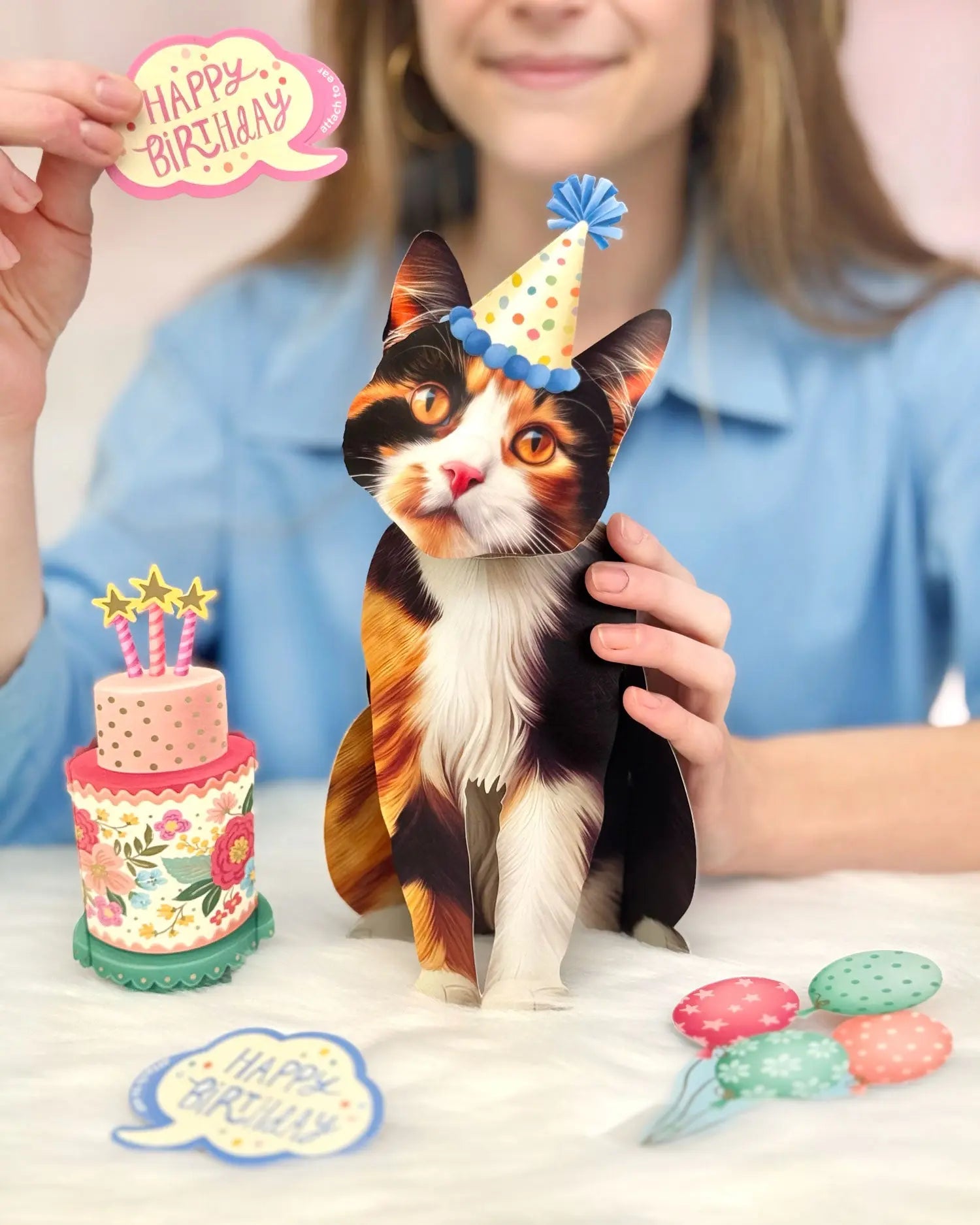 Birthday Calico Cat Pop-Up Card FreshCut Paper