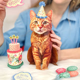 Birthday Orange Tabby Cat Pop-Up Card FreshCut Paper