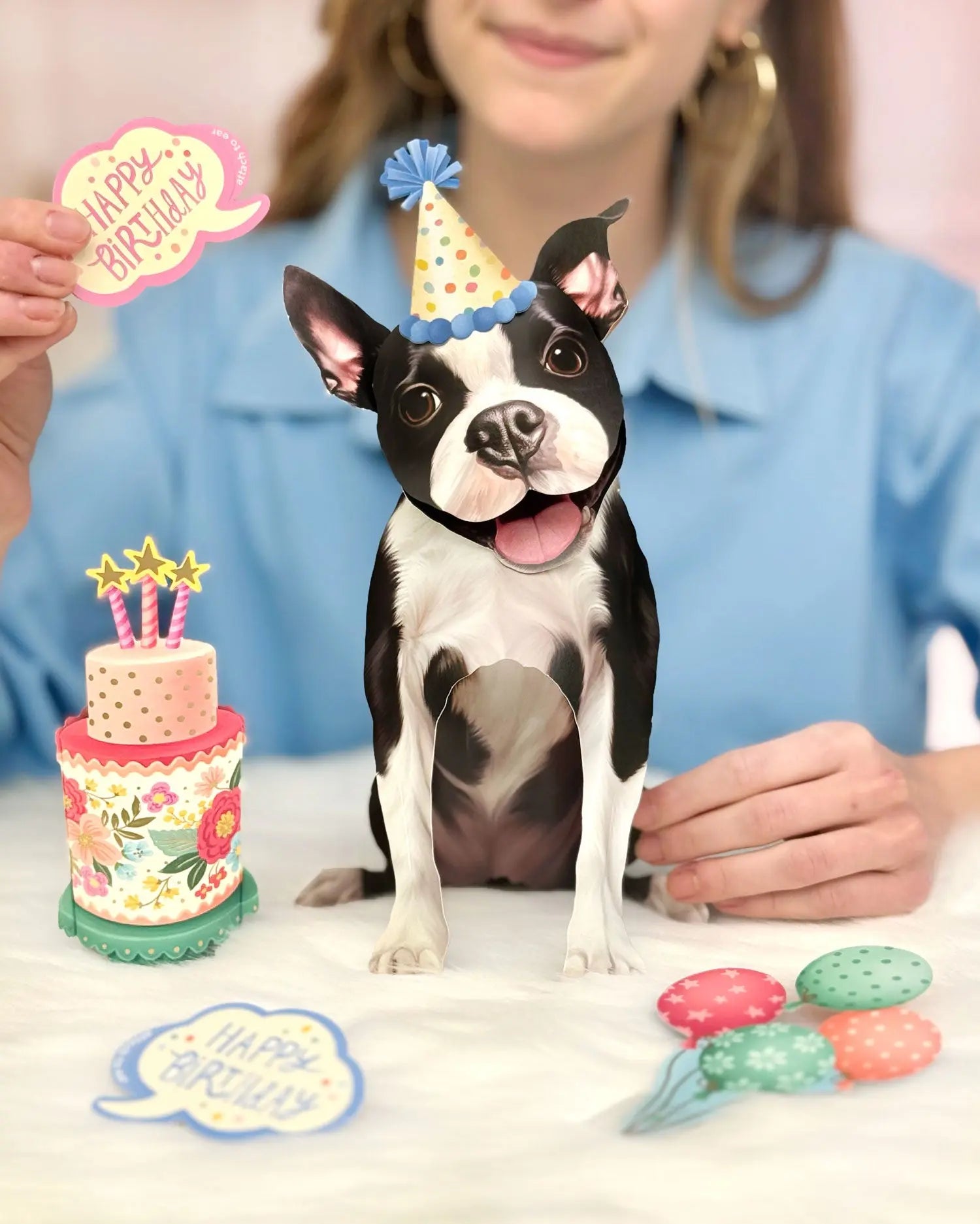 Birthday Boston Terrier Pop-Up Card FreshCut Paper