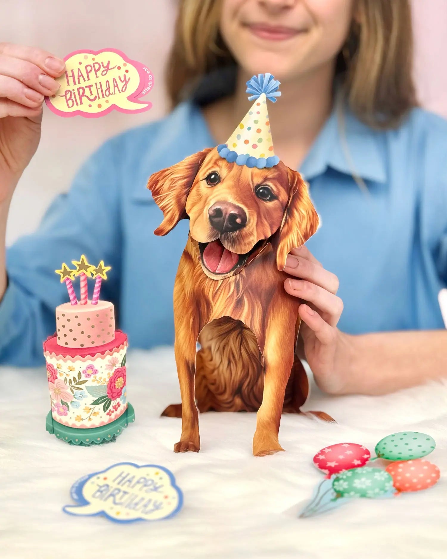 Birthday Golden Retriever Pop-Up Card FreshCut Paper