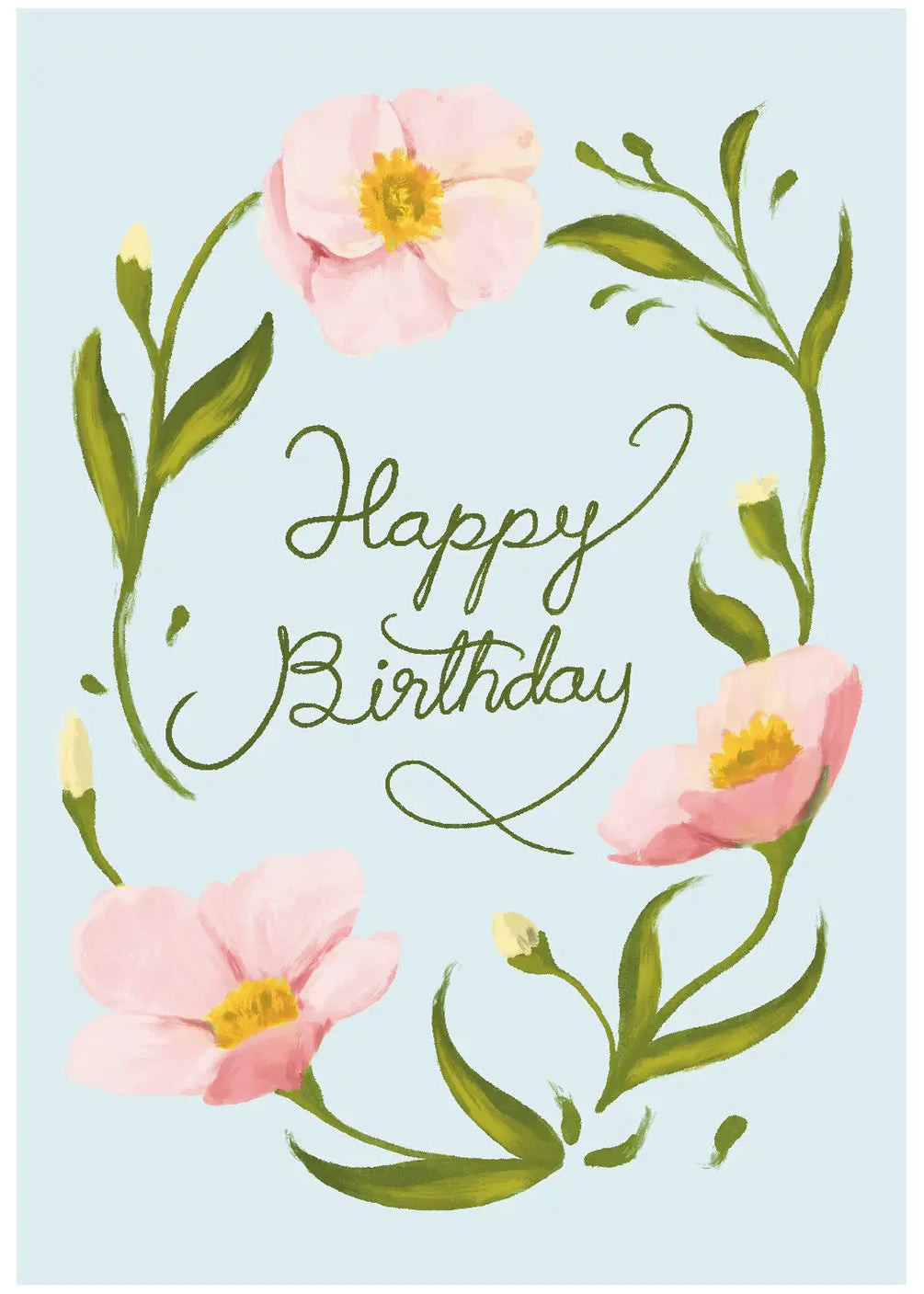 Blue Floral Birthday Card - FreshCut Paper