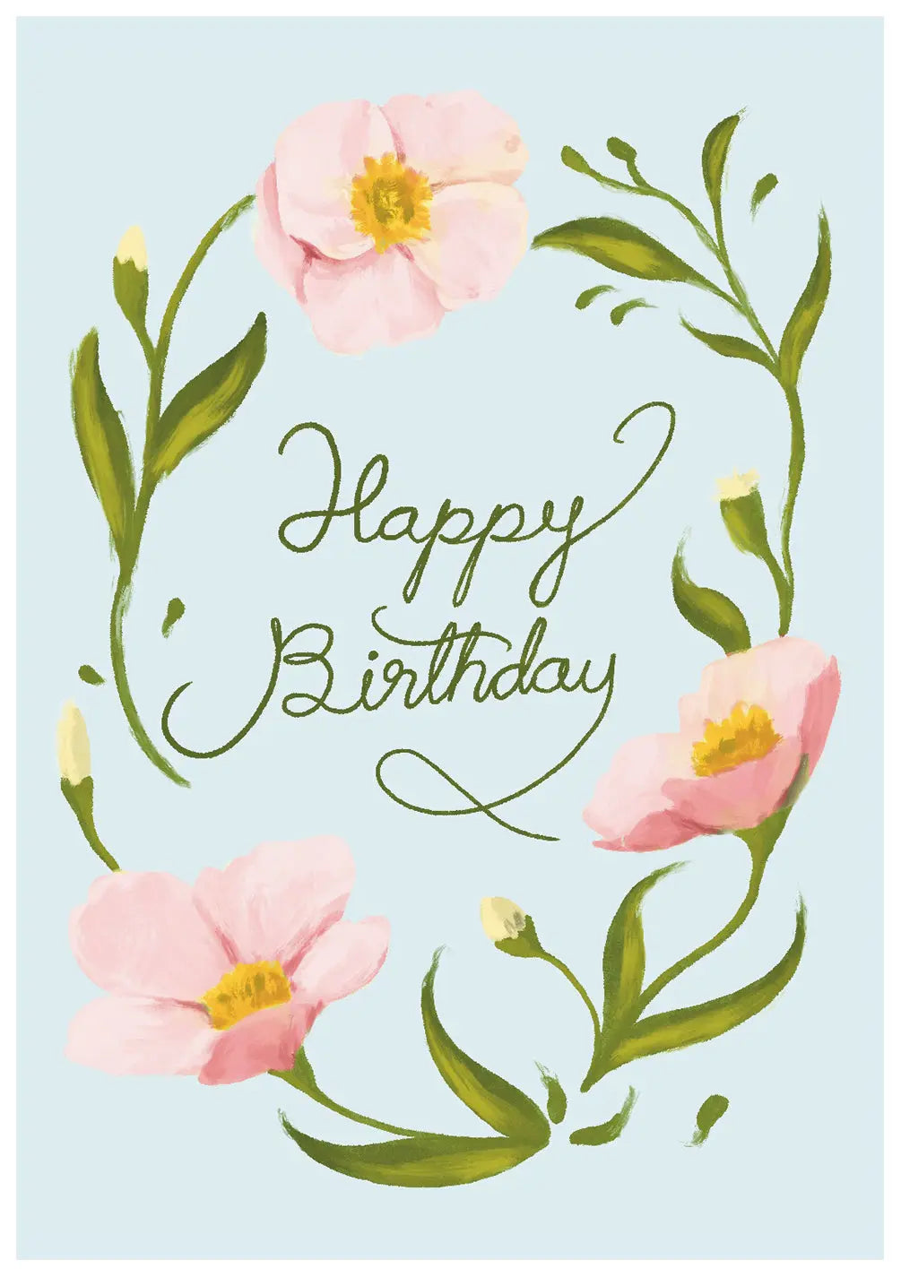 Blue Floral Birthday Card - FreshCut Paper