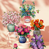 Garden Party Set displaying the five included pop-up flower bouquet designs with matching notecards.