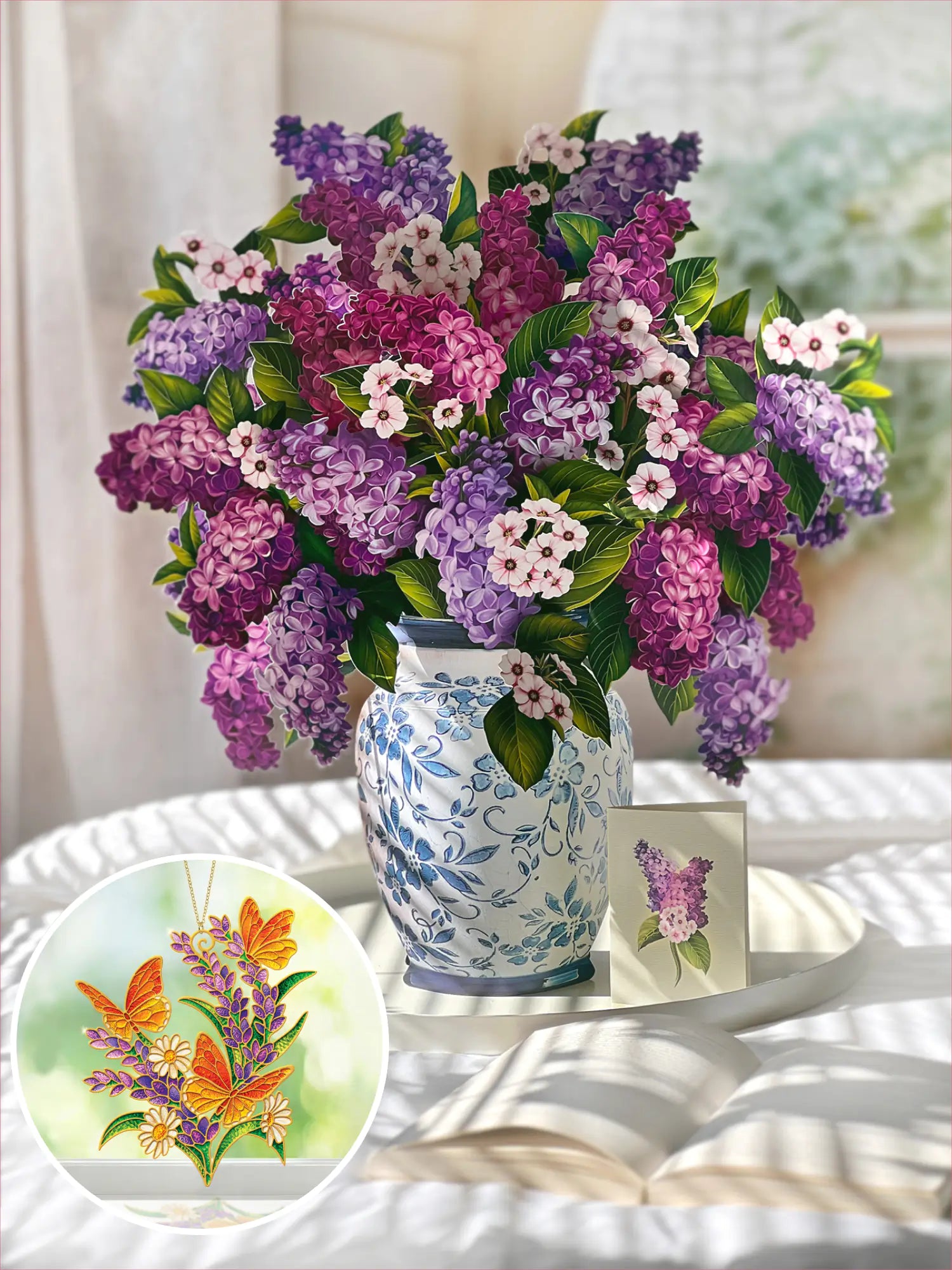 Grande Garden Lilacs + Lavender & Butterflies Suncatcher Set