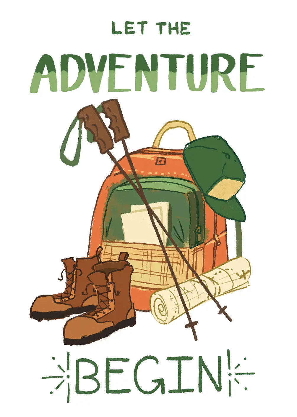 Green Backpack Adventure Card - FreshCut Paper