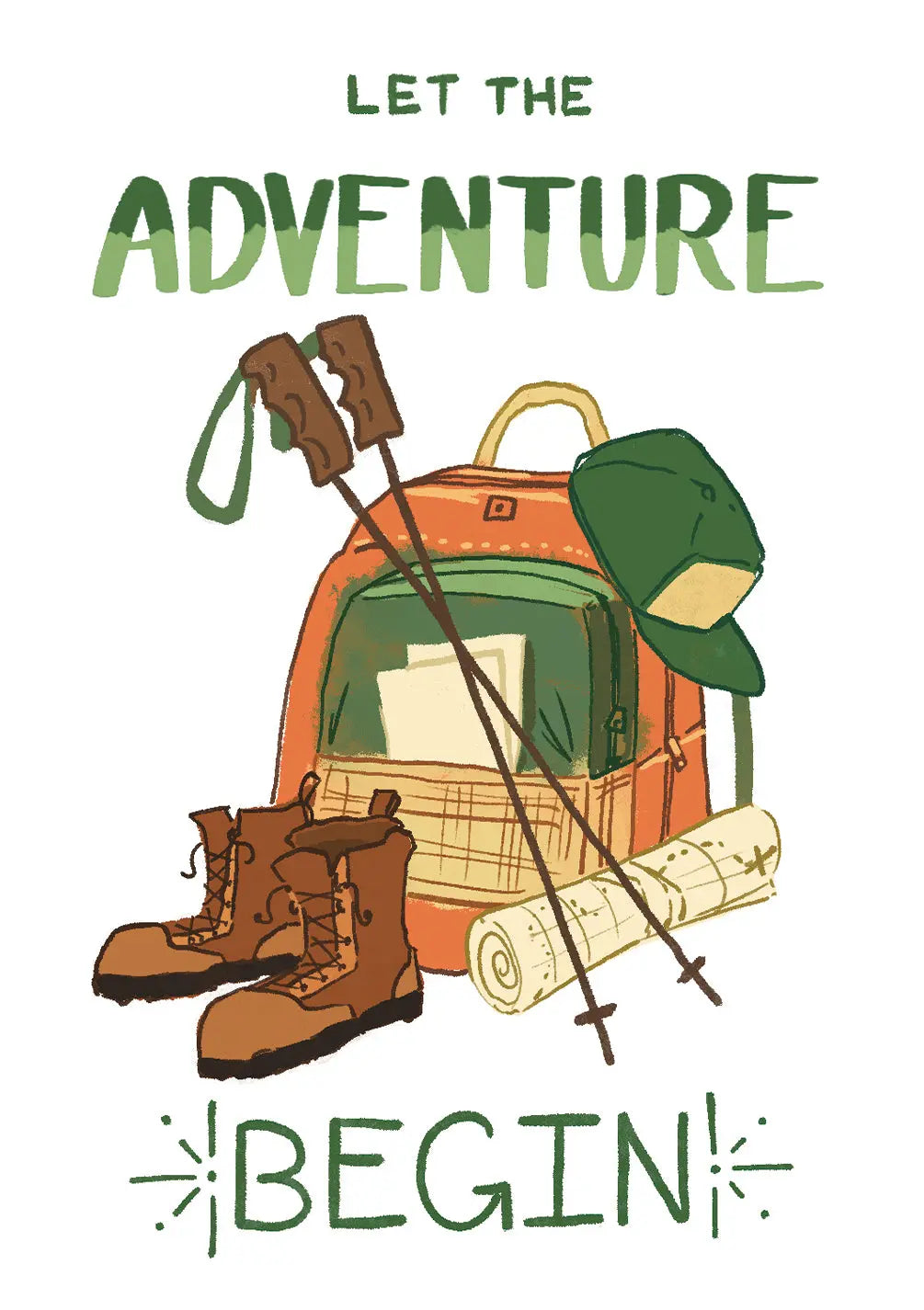 Green Backpack Adventure Card - FreshCut Paper