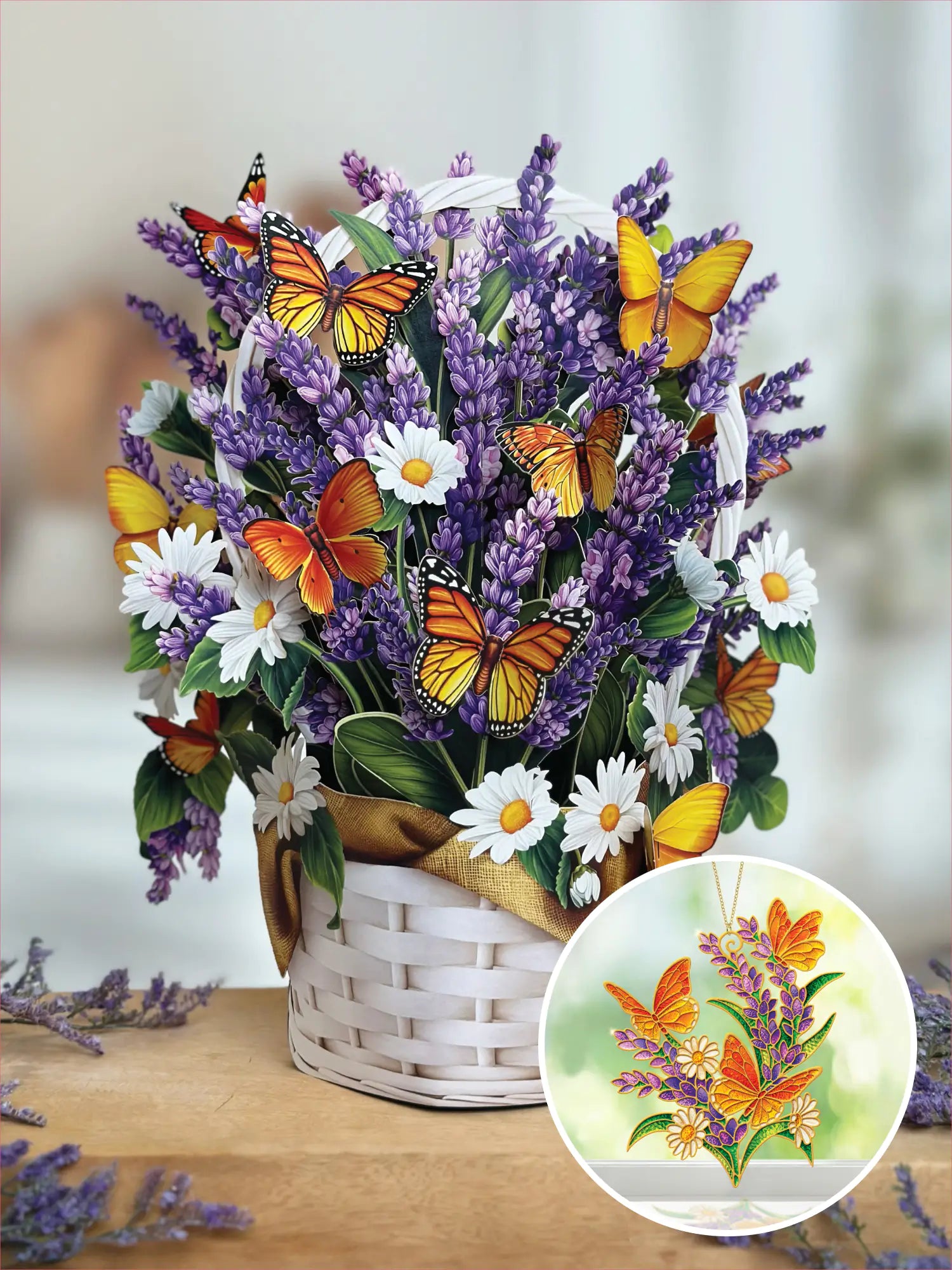 Lavender & Butterflies Bouquet + Suncatcher Set
