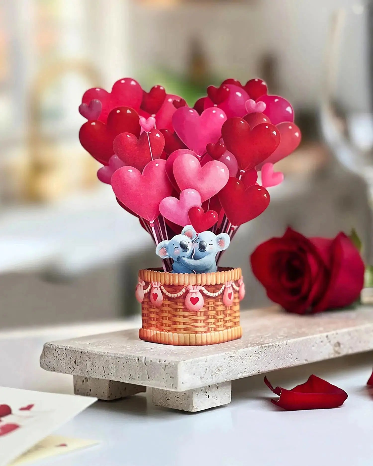 Mini Heart Balloons Pop-Up Card - FreshCut Paper