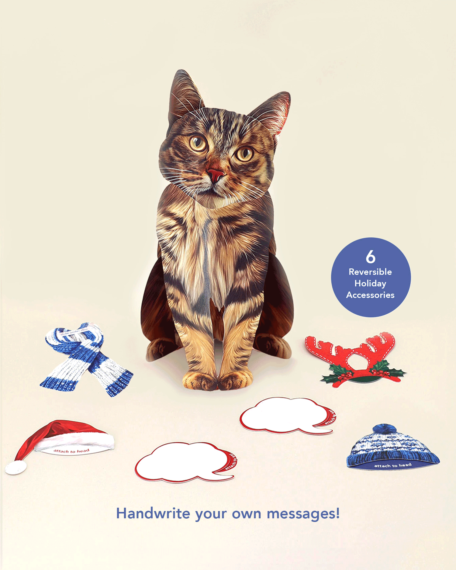 Holiday Brown Tabby Cat Pop-Up Card FreshCut Paper