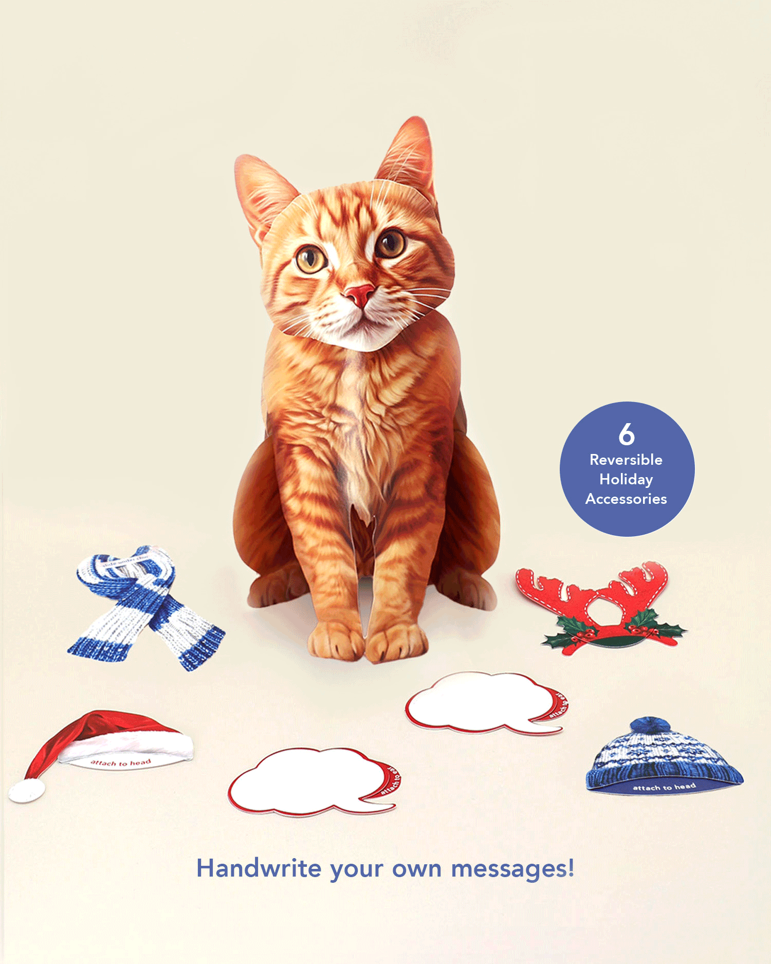 Holiday Orange Tabby Cat Pop-Up Card FreshCut Paper