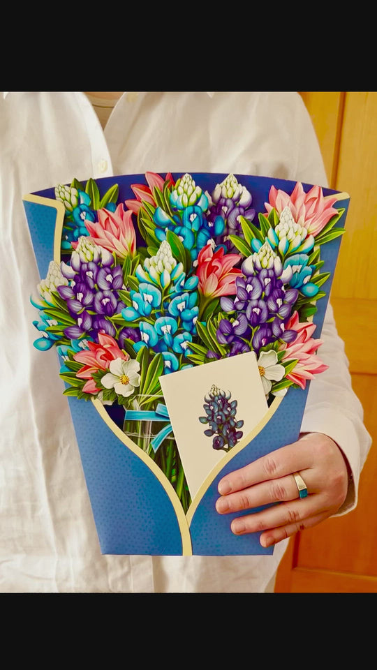 Watch our FreshCut Paper Blue Bonnet unfold as our paper flowers to come to life. More than a greeting card, our flowers are always FreshCut Paper that never wilt, fade or require water.