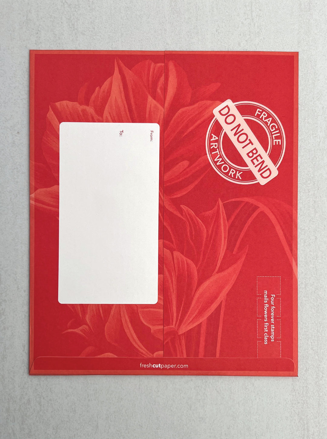 Our Murillo Tulips pop up flowers will be ready to ship to your recipient in a festive red envelope. The band indicating your flower may be removed prior to mailing as an added surprise for your recipient. If your flowers are FreshCut Paper, they'll last forever!