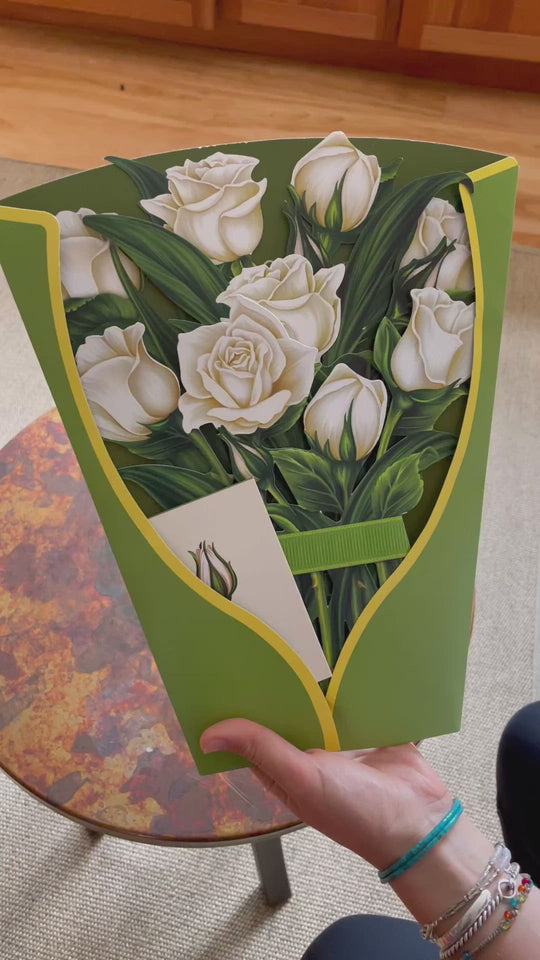 Watch our FreshCut Paper White Roses unfold as our paper flowers to come to life. More than a greeting card, our flowers are always FreshCut Paper that never wilt, fade or require water. 